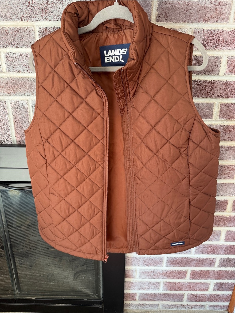 Lands' End womens Quilted Rust Brown Vest